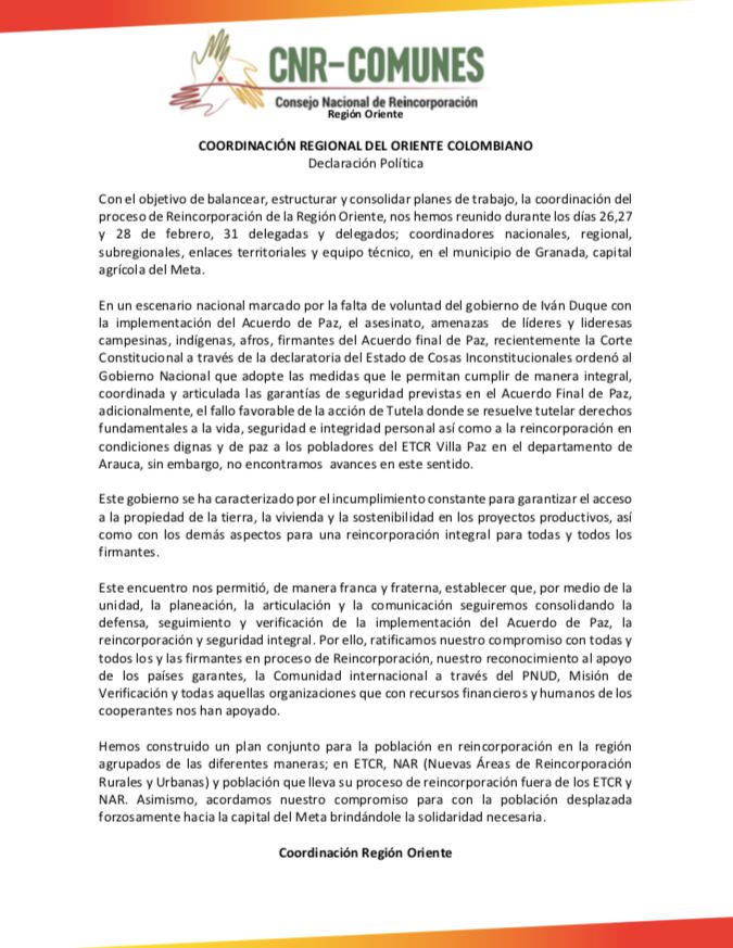 Cordinacion Regional del Oriente Colombiano